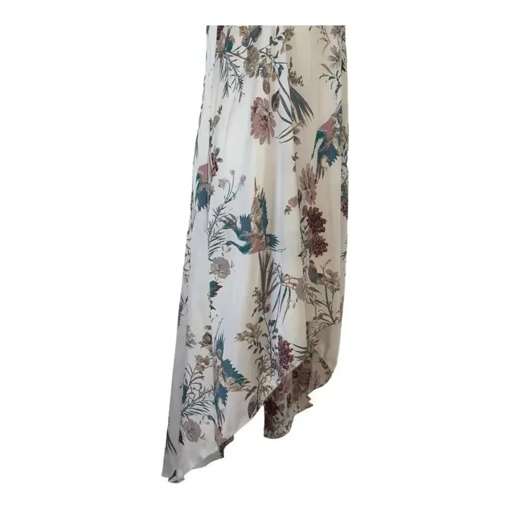 Honey Punch Spring Cream Floral High Low Dress with side Pockets - Picture 3 of 11